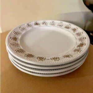 New S/4 Pottery Barn Rustic White Small Plates Mix + Match | 8" Stoneware Plates